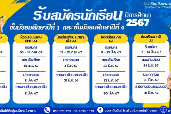 ประกาศรับสมัครนักเรียนม.1 และ ม.4 ปีการศึกษา2567