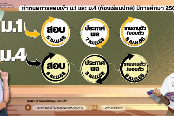 Update ???? ปฏิทินการรับนักเรียน ม.1 และ ม.4 ห้องเรียนปกติ ปีการศึกษา 2568 (ภายหลังได้รับผลกระทบจากเหตุการณ์แผ่นดินไหว ข้อมูล ณ วันที่ 1 เมษายน 2568)